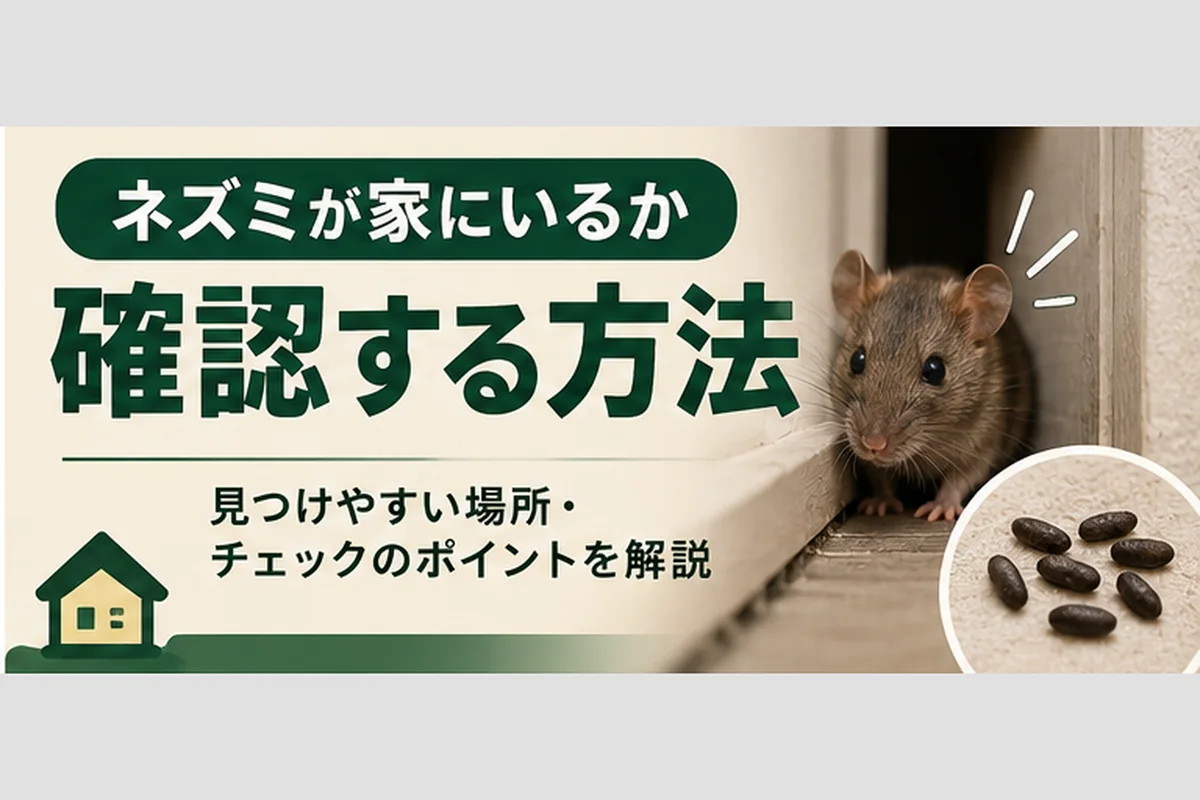 フン・足跡・かじり跡などからネズミが家にいるか確認する方法を示すアイキャッチ画像